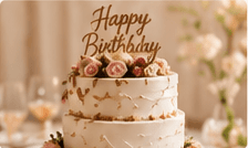 Gateau fleuri sur présentoir